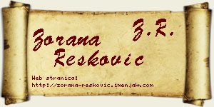 Zorana Resković vizit kartica